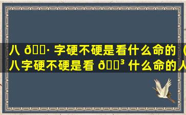 八 🌷 字硬不硬是看什么命的（八字硬不硬是看 🐳 什么命的人）